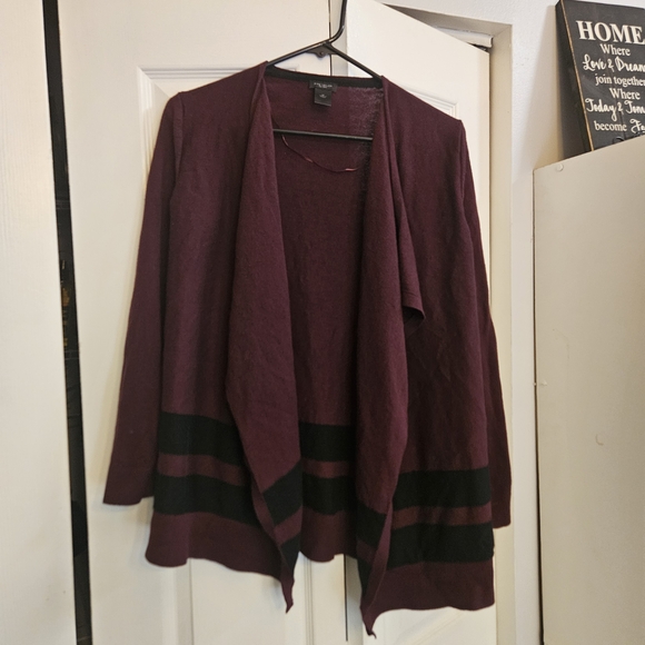 Ann Taylor Factory Sweaters - Ann Taylor Factory Burgundy and Black Cardigan